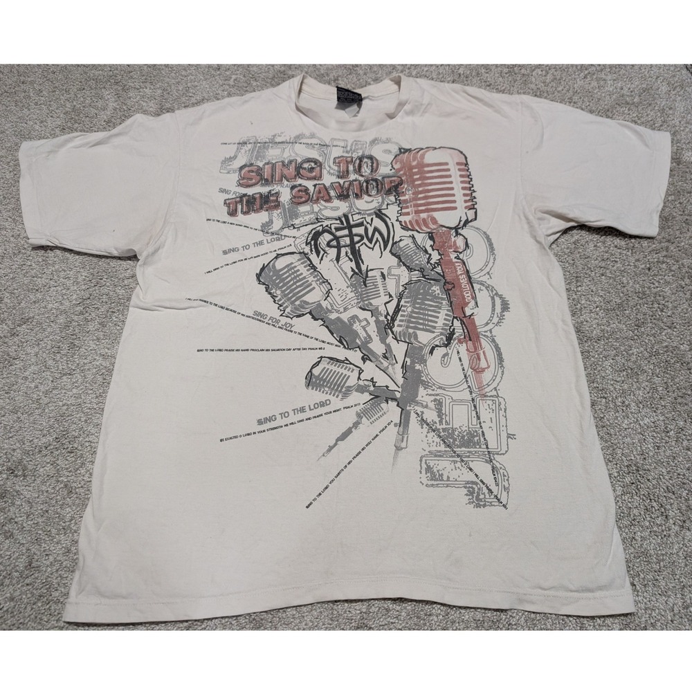Not Of This World NOTW Jesus Shirt XL Cream Sing To The Savior Christian Graphic